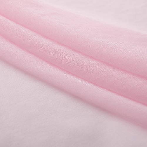 Christmas Baby Pink Sheer Curtains 72 Inches Long Semi Faux Linen Light Flitering Pink Sheers Curtain for Bedroom Living Room Girls Kids Room 2 Panels 52x72 Inch Length Blush Pink - color: Baby Pink, size: 52"W x 72"L (Pack of 2)