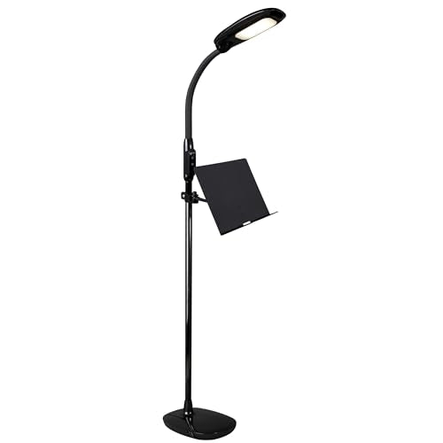 OttLite LED Floor Lamp with Tablet Stand and USB Port, Black | ClearSun LEDs Reduce Eyestrain | 4 Brightness Settings | 3 Color Temperature Modes | Adjustable Height 47.5"-64" - color: Black
