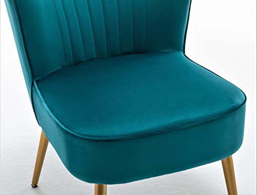 Container Furniture Direct Modern Velvet Accent Chair for Living Room, Bedroom, or Entryway, Stylish and Comfortable Armless Design with Metal Legs, Greynish Blue - color: Greynish Blue
