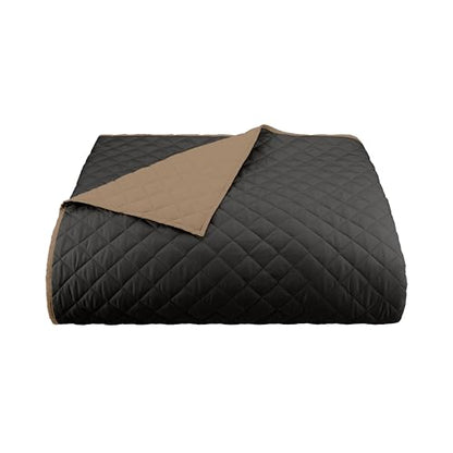 Martex Reversible Coverlet, Full Queen, Graphite/Khaki | Lightweight, Durable, Soft, Easy Care, Reversible - color: Graphite/Khaki, size: Full/Queen