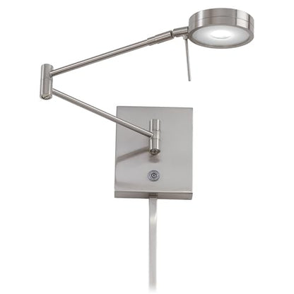 GEORGE KOVACS P4308-084 George's Reading Room LED Swing Arm Wall Lamp, 1-Light, 8 Total Watts, 6.25-in H x 13.75-in W, Brushed Nickel - color: Brushed Nickel
