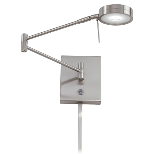 GEORGE KOVACS P4308-084 George's Reading Room LED Swing Arm Wall Lamp, 1-Light, 8 Total Watts, 6.25-in H x 13.75-in W, Brushed Nickel - color: Brushed Nickel