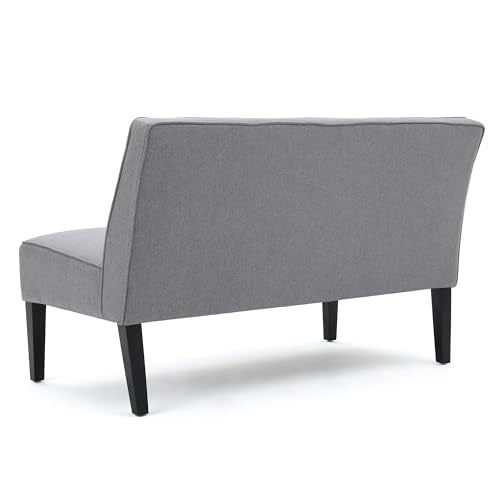 50" Grey Armless Loveseat Sofa, Upholstered Futon Couch with Deep Banquette Seating and Solid Wood Legs for Bedroom, Modern Love Seat Couches for Living Room, Office - color: Grey