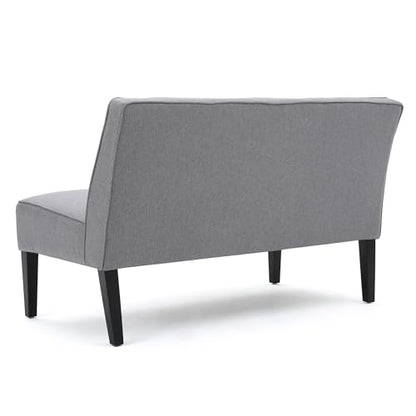 50" Grey Armless Loveseat Sofa, Upholstered Futon Couch with Deep Banquette Seating and Solid Wood Legs for Bedroom, Modern Love Seat Couches for Living Room, Office - color: Grey