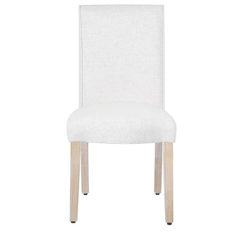Homepop Scalloped Detail Dining Chair|Upholstered Parsons Dining Chairs |Decorative Home Furniture, Cream Textured Woven (Set of 2) - color: Cream Textured Woven(set of 2), style: Pack of 2