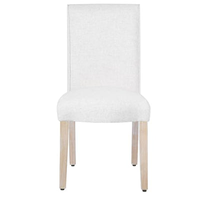 Homepop Scalloped Detail Dining Chair|Upholstered Parsons Dining Chairs |Decorative Home Furniture, Cream Textured Woven (Set of 2) - color: Cream Textured Woven(set of 2), style: Pack of 2
