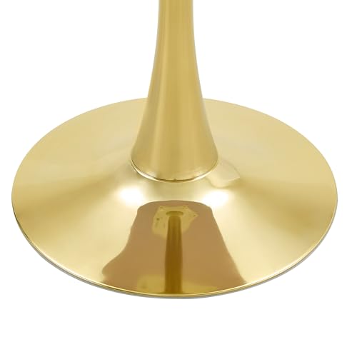 23.6" Round Dining Table, Mid-Century Modern Tulip Table with Thickened Tabletop & Metal Pedestal, Circle Bistro Table for Kitchen, Small Places, Apartments, Cafe - color: Walnut Gold, size: 23.6" dining table