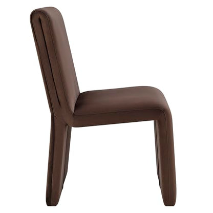 Modway Emory Upholstered Dining Side Chair in Chocolate - Single Armless Slipper Chair - Padded Performance Velvet Accent for Dining Room, Kitchen - color: Chocolate