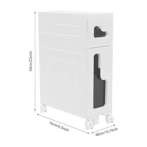 2 Tiers Slim Bathroom Storage Cabinet, 15.7" L X 6.3" W X 22" H Slim Rolling Cart, 66.14 Lbs Load-Bearing Capacity Narrow Storage Cabinet for Living Room, Kitchen, Bathroom, Office - size: 15.7" L X 6.3" W X 22" H