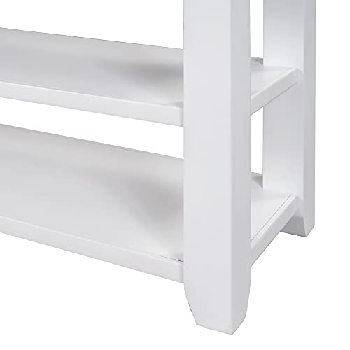Modern Console Table, Wood Sofa Table with 3 Drawers and 2 Shelves, Sideboard Buffet Table for Entryway/Living Room/Bedroom/Hallway (White) - color: White