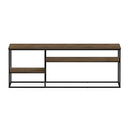 Furinno Moretti TV Stand for TVs up to 65 Inch, 3-Tier Rustic Brown Entertainment Center, Open Back TV Console with Cable Management, for Living Room, Bedroom, Brown Walnut