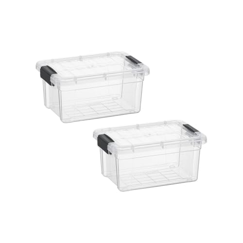 Superio Storage Bins with Lids- 2 Pack, 1.85 Qt Clear Boxes for Organizing, Stackable Plastic Containers- BPA Free, Non-Toxic, Odor Free, Organizer for Home, Office, Dorm - color: Clear, size: 1.85 Quart