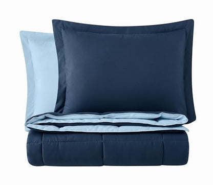 TRULY SOFT Everyday Reversible Dark Blue/Sky Blue Twin XL 2 Piece Comforter Set - color: Dark Blue/Sky Blue, size: Twin XL