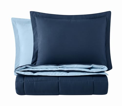 TRULY SOFT Everyday Reversible Dark Blue/Sky Blue King 3 Piece Comforter Set - color: Dark Blue/Sky Blue, size: King