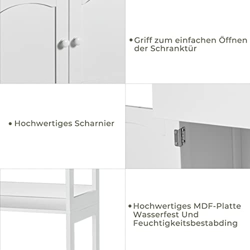 DICTAC Kitchen Pantry Storage Cabinets with Shelves,Drawer and Doors,Microwave Cart with Storage,Freestanding Floor Sideboard Cabinet with Microwave Space,Bookshelf,Display Unit for Home,White - size: 23.62x13x48.03inch