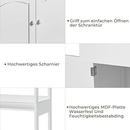 DICTAC Kitchen Pantry Storage Cabinets with Shelves,Drawer and Doors,Microwave Cart with Storage,Freestanding Floor Sideboard Cabinet with Microwave Space,Bookshelf,Display Unit for Home,White - size: 23.62x13x48.03inch