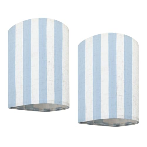 Wall Sconces Set of Two Battery Operated Blue Stripes Classic Striped Seamless Hand Drawn Brush Strokes Stripes Plug in Wall Lights Fixtures Remote Dimmable for Bedroom Living Room Hallway