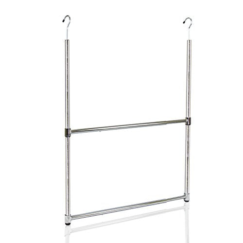 Oceanstar ACR1538C 2-Tier Portable Adjustable Rod Closet Hanger, Chrome