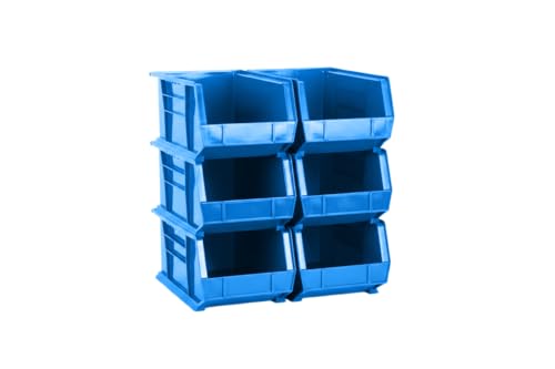 15" x 8" x 7" (6 Pack) Plastic Stackable Storage Bin, Hudson Blue - color: Hudson Blue, size: 6 Pack