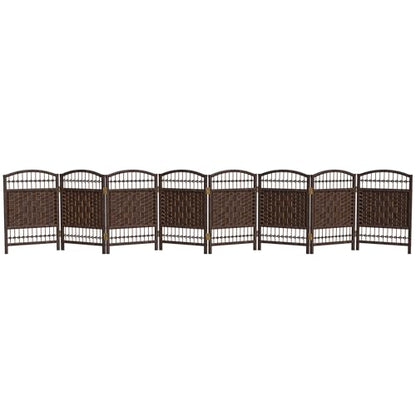 Red Lantern 2 ft. Short Fiber Weave Folding Screen - Dark Mocha - 8 Panels - color: Dark Mocha, size: 8 Panel