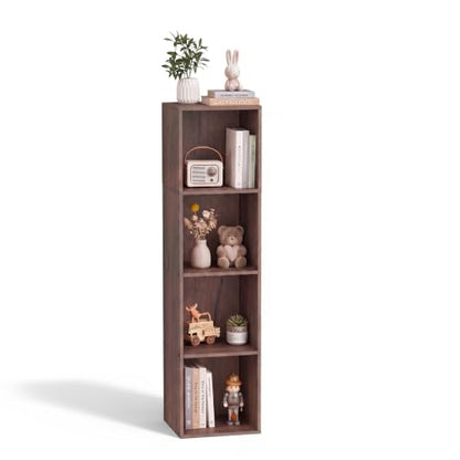 4 Cube Walnut Book Shelf, Tall Bookcase for Home Office Bedroom Living Room - color: Walnut, size: 4 Cube