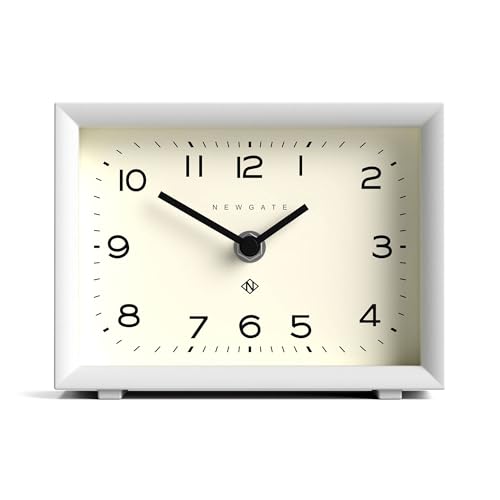 NEWGATE® Henry Desk Clock | Contemporary Rectangular Design | White | Easy to Read nunbers | Modern Style for Desk, Table top, Shelf or Bedside - color: White