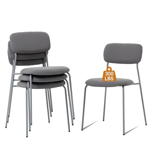 Sidanli Reception Chair Set of 4, Stackable Waiting Room Seating for Office, Lobby, and Guest Use, Grey - color: Grey