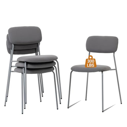 Sidanli Reception Chair Set of 4, Stackable Waiting Room Seating for Office, Lobby, and Guest Use, Grey - color: Grey