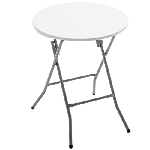 Set of 3, White 24" Round Plastic Folding Table Commercial Portable for Picnic Party Camping Banquet Card Dining Wedding Event Home Kitchen Indoor Outdoor, 30" Height - size: Set of 3