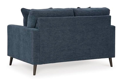 Signature Design by Ashley Loveseat Sofa, Navy Blue, No Assembly, Bixler | Chenille fabric blend, Durable foam cushions, Mid-century modern style, Track arms - color: Blue