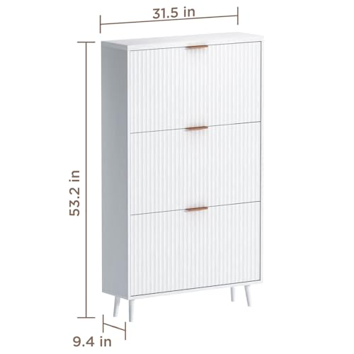 Shoe Cabinet Storage,Modern Freestanding Organizer with 3 Flip Drawers,Narrow Shoe Rack Cabinet for Entryway,White - color: White, size: 3-Drawers