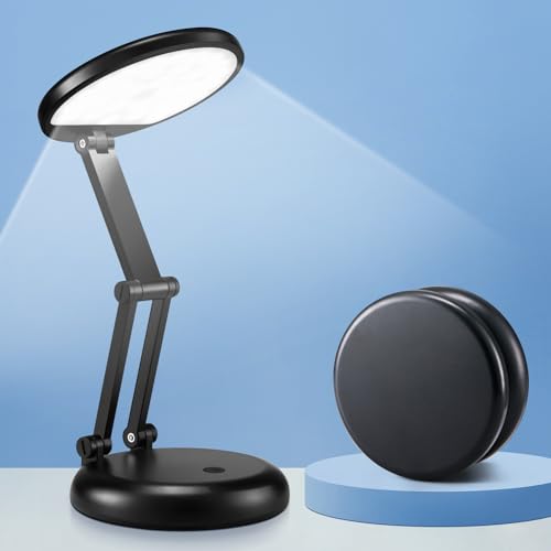 Desk Lamps for Home Office Rechargeable 3600mAh, Foldable+Portable Cordless Desk Light Small Table Lamp,Dimmable+9 Brightness Small Table Lamp Desk Light Table, LED Desk Lamps for Home Office - color: Black