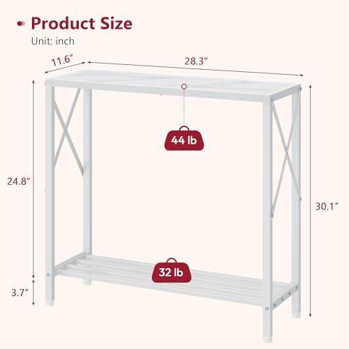 Narrow Console Table, 2 Tier Small Foyer Table Entryway White - color: White, size: 28.3" L