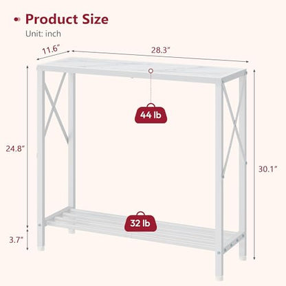 Narrow Console Table, 2 Tier Small Foyer Table Entryway White - color: White, size: 28.3" L