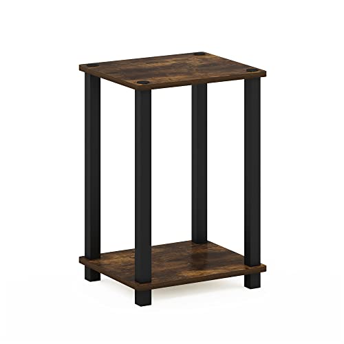 2-Tier Small End Table with Open Shelf, Easy Assembly Toolless Nightstand, Night Stand, Side Table, for Bedroom, Living Room, Amber Pine - color: Amber Pine/Black, size: 2 Tier, Set of 1