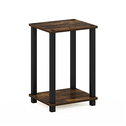 2-Tier Small End Table with Open Shelf, Easy Assembly Toolless Nightstand, Night Stand, Side Table, for Bedroom, Living Room, Amber Pine - color: Amber Pine/Black, size: 2 Tier, Set of 1