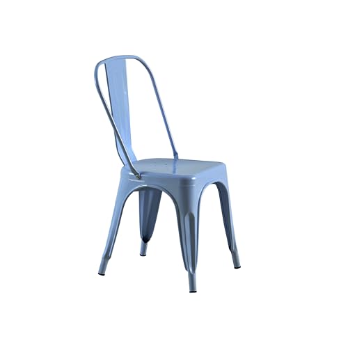 AC Pacific 18 Inch Seat Height Industrial Metal Dining Chairs, Stackable Kitchen or Bar Seat, Durable Modern Design, Versatile Accent Furniture, Set of 2, Yellow and Baby Blue - color: Yellow and Baby Blue, size: Set of 2