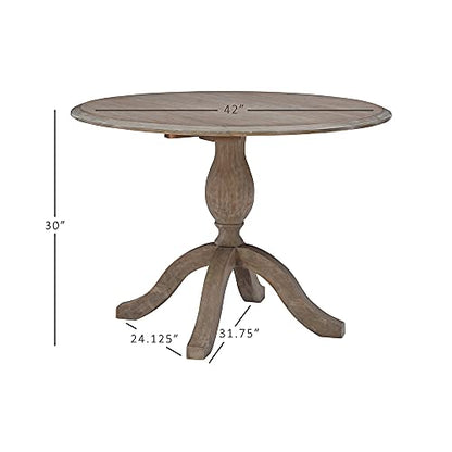 Linon Home Decor Mauro Antique Rustic Brown Drop Leaf Small Dining Table with Pedestal Base - color: Antique Rustic Brown
