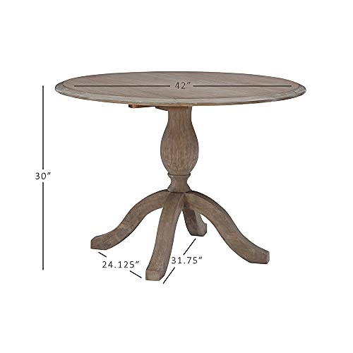 Linon Home Decor Mauro Antique Rustic Brown Drop Leaf Small Dining Table with Pedestal Base - color: Antique Rustic Brown