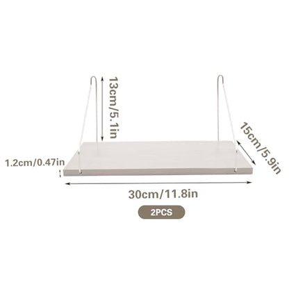 SnowTing 2 Set Fabric Wall Cubicle Shelf with Hooks, Wall Mounted Wooden Floating Storage Shelf for Fabric Panel in Kitchen, Bedroom, Living Room, Office Desk, 11.8 x 5.9 x 0.47 Inch (White) - color: White