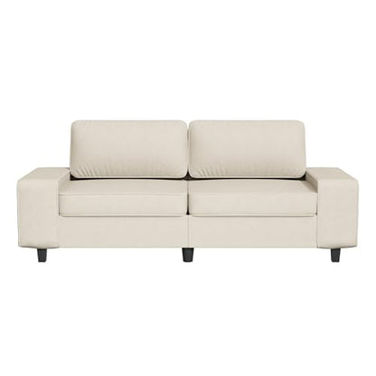 84" Loveseat Couch, 3 Seater Chenille Sofa with 4 Side Pockets, Removable and Washable Cushions, Mid Century Modern, Living Room, Apartment, Studio (Cream) - color: Cream Chenille, size: 84 "