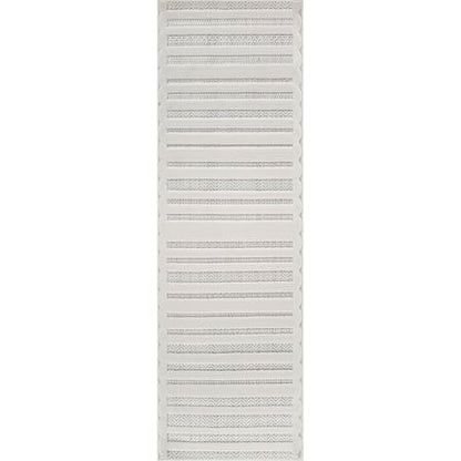 Modern Runner Rug 2x7 Luxury Striped Line Micro Loop Hallway Rugs Soft High-Low Pile Stain Resistant Easy to Clean Non-Shedding Durable Entryway Kitchen Indoor Area Carpet (White) - color: Linear / White, size: 2' x 7' (Rectangular)