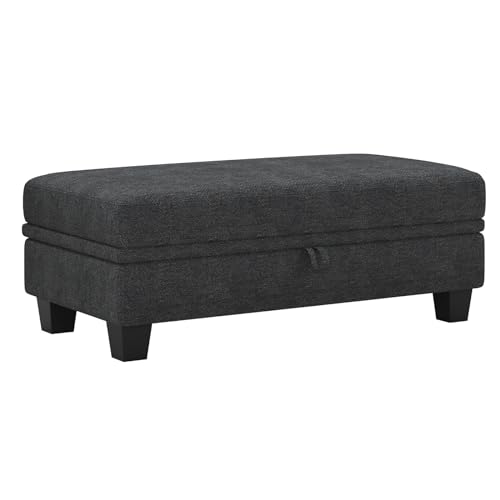 Belffin 45.9" Storage Ottoman Bench Oversized Ottoman for Footrest Upholstered Entryway Bench with Seating for Bedroom, Living Room. Dark Grey - color: Dark Grey, size: 23.2"D x 45.9"W x 18.9"H
