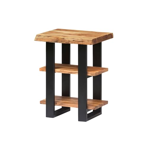 Alaterre Alpine Live Edge Solid Wood 2-Shelf End Table, Natural (AWAA0220) - size: 20"W 3-Tier