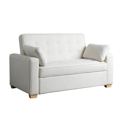 Serta Ainsley 66.5" Convertible Sleeper Loveseat, Full Size, Dreamcoil Comfort, Soft Woven Fabric, Oyster - color: Oyster, size: Full Loveseat