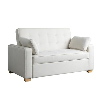 Serta Ainsley 66.5" Convertible Sleeper Loveseat, Full Size, Dreamcoil Comfort, Soft Woven Fabric, Oyster - color: Oyster, size: Full Loveseat