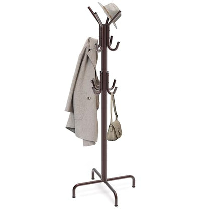 Simple Houseware Standing Coat/Hat Hanger Organizer Rack, 12 Hooks, Bronze | For Entryway, Bedroom, and Hallway - color: Bronze
