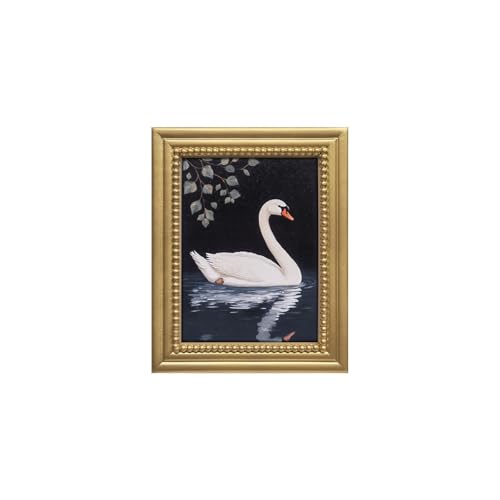 Gatheroad Vintage Gold Framed Canvas Wall Art Prints, Swan Art Picture, Retro Rustic Aesthetic Bathroom Wall Decor, Farmhouse Home Accent for Living Room Bedroom Office, 8x10in - color: White Swan, size: 8X10inch