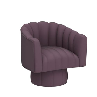 Dewhut Swivel Accent Chair, Barrel Accent Chair, Velvet, Purple | Mid Century Style, Modern Round ArmChair With 360° Swivel Base, For Living Room / Bedroom / Office - color: Purple