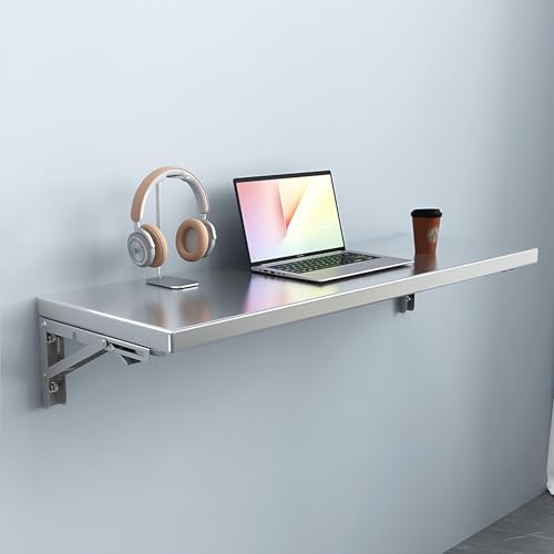 Wall Mounted Folding Table,304 Stainless Steel Wall Folding Desk,Floating Table for wall,Laundry Room Folding Table,Home Bars and Dining Establishments(100x50cm /39.4"x19.7")